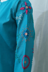 2 Piece - Stitched Khaddar Hand Embroidered Dress With Trouser