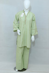 2 Piece - Stitched Khaddar Hand Embroidered Dress With Plazo