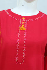 2 Piece - Stitched Khaddar Hand Embroidered Dress With Trouser