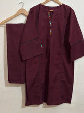 2 Pc - Stitched Khaddar Hand Embroidered Dress With Plazo