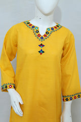 2 Piece - Stitched Khaddar Hand Embroidered Dress With Trouser