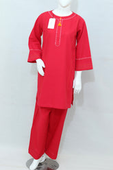 2 Piece - Stitched Khaddar Hand Embroidered Dress With Trouser