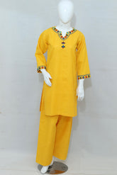 2 Piece - Stitched Khaddar Hand Embroidered Dress With Trouser