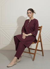 2pc Khaddar Hand Embroidery Dress