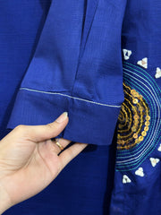 2 Pc - Stitched Khaddar Hand Embroidered Dress With Plazo