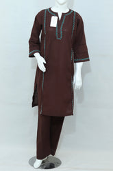 2 Piece - Stitched Khaddar Hand Embroidered Dress With Trouser