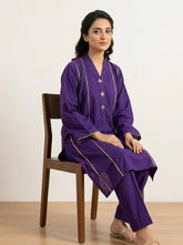2pc Cotton Lawn Dress - Purple