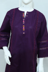 2 Piece - Stitched Khaddar Hand Embroidered Dress With Trouser