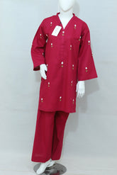 2 Piece - Stitched Khaddar Hand Embroidered Dress With Plazo