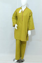 2 Piece - Stitched Khaddar Hand Embroidered Dress With Plazo