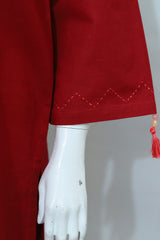 2 Piece - Stitched Khaddar Hand Embroidered Dress With Trouser