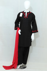 Stitched Hand Embroidered Dress With Farshi Shalwar