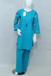 2 Piece - Stitched Khaddar Hand Embroidered Dress With Trouser