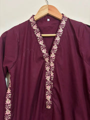 3pc Mehroon Embroidered