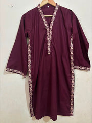 3pc Mehroon Embroidered