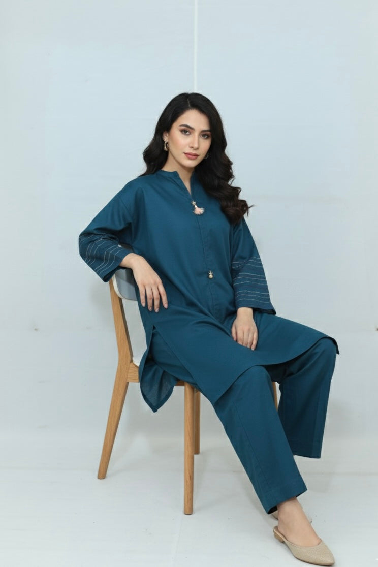 2pc Khaddar Hand Embroidery Dress