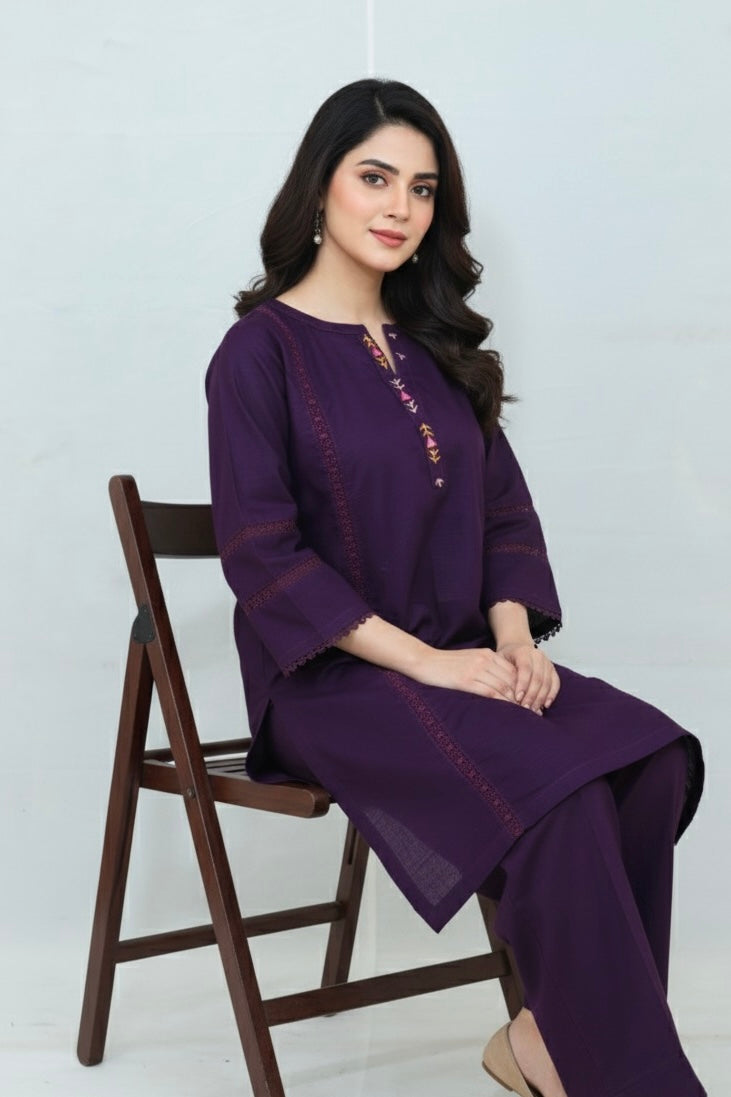 2p Khaddar Hand Embroidery Dress