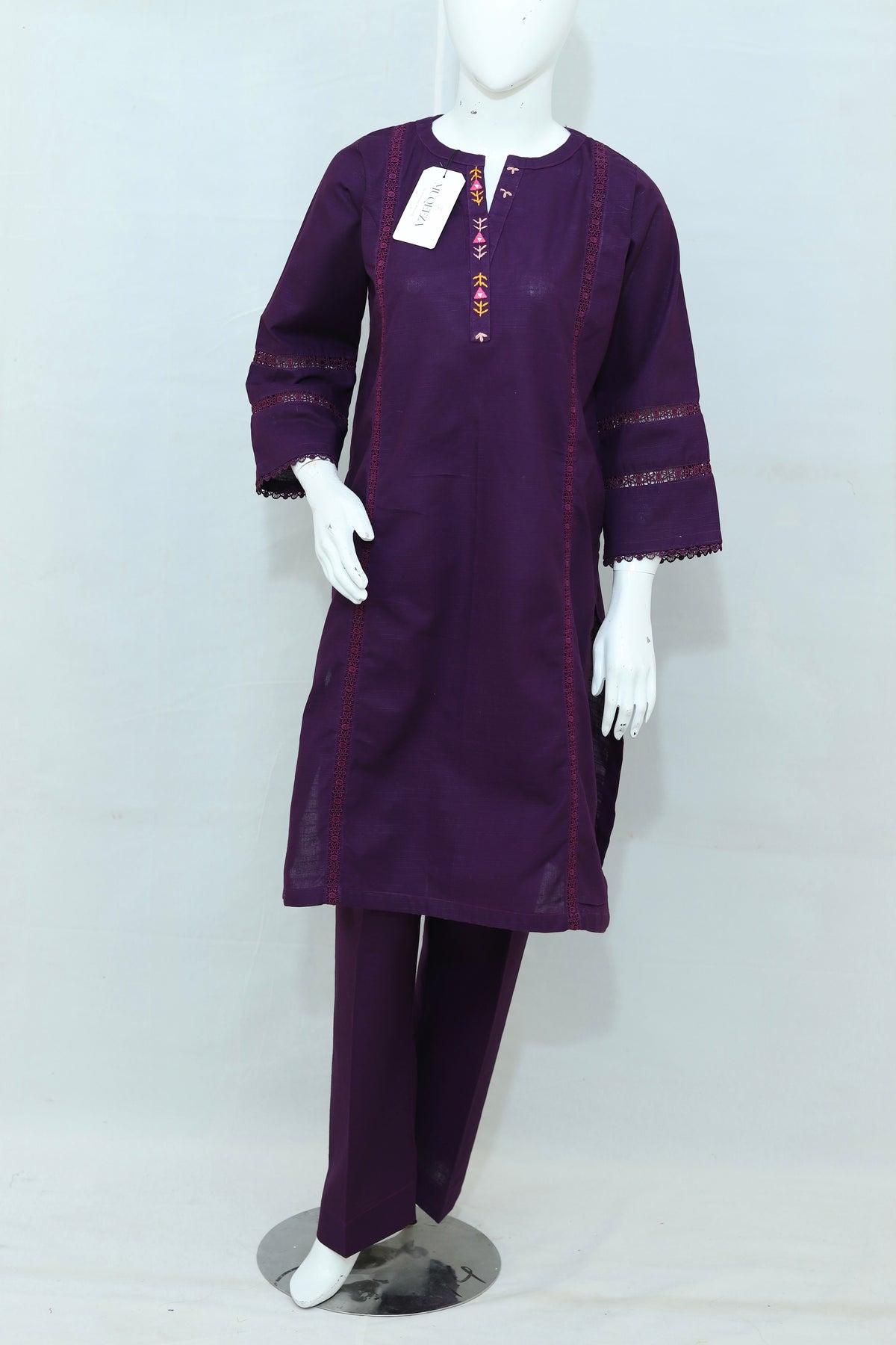 2 Piece - Stitched Khaddar Hand Embroidered Dress With Trouser