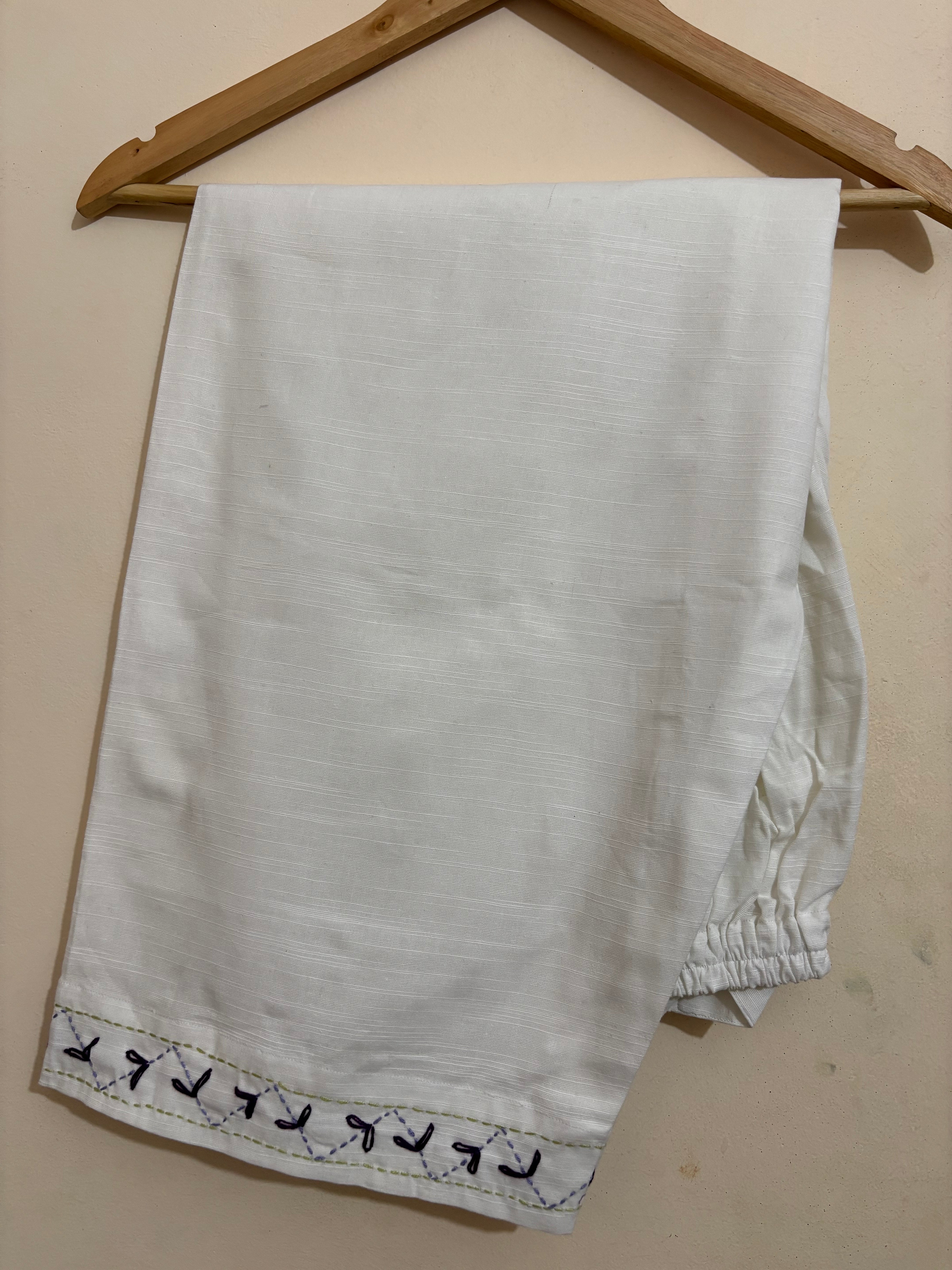 2 Pc - Stitched Khaddar Hand Embroidered Dress With Shalwar