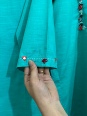 2 Pc - Stitched Khaddar Hand Embroidered Dress With Plazo