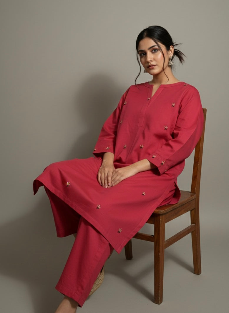 2pc Khaddar Hand Embroidery Dress