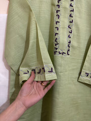2 Pc - Stitched Khaddar Hand Embroidered Dress With Shalwar
