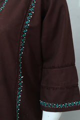 2 Piece - Stitched Khaddar Hand Embroidered Dress With Trouser
