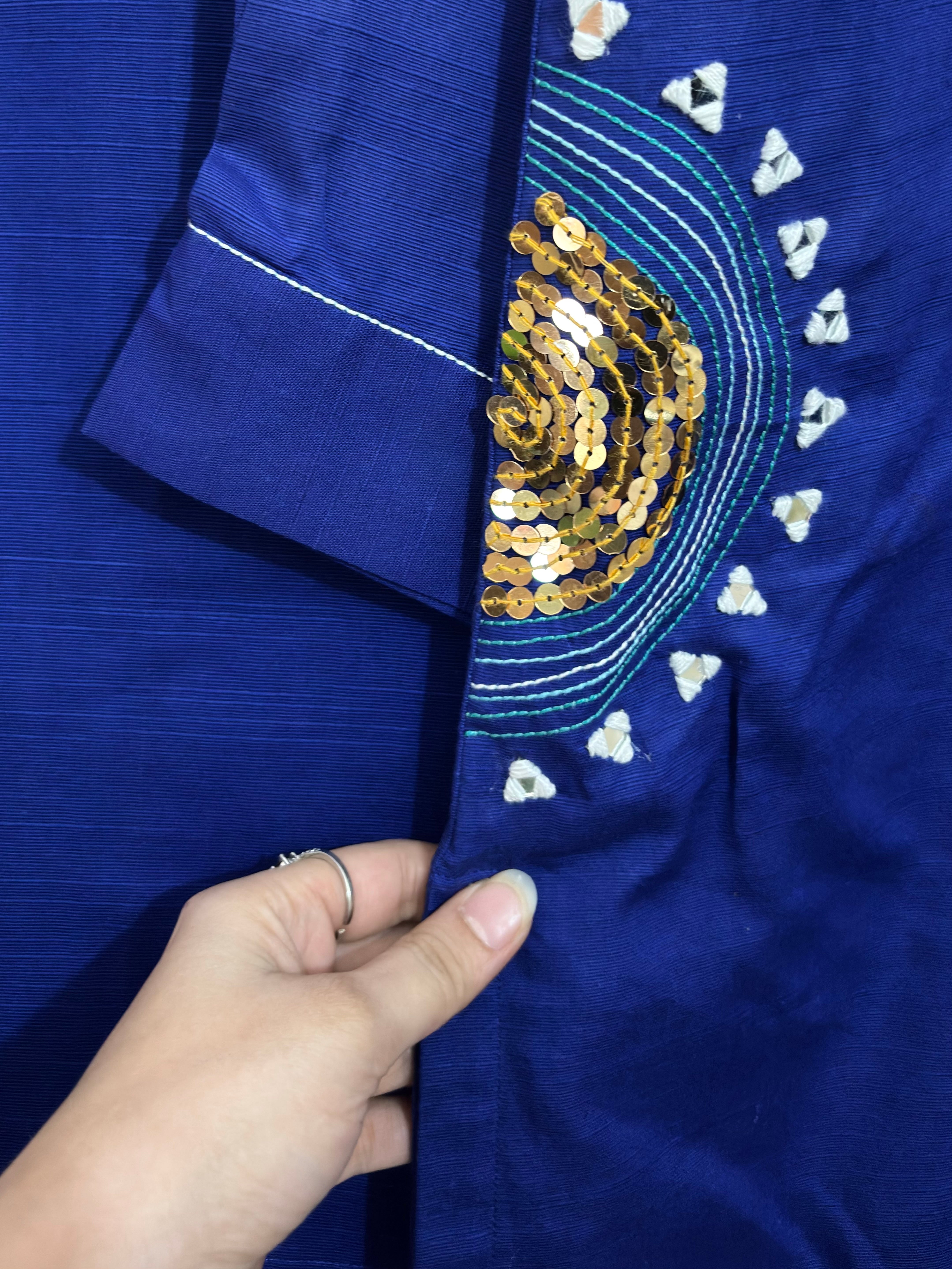 2 Pc - Stitched Khaddar Hand Embroidered Dress With Plazo