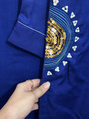 2 Pc - Stitched Khaddar Hand Embroidered Dress With Plazo