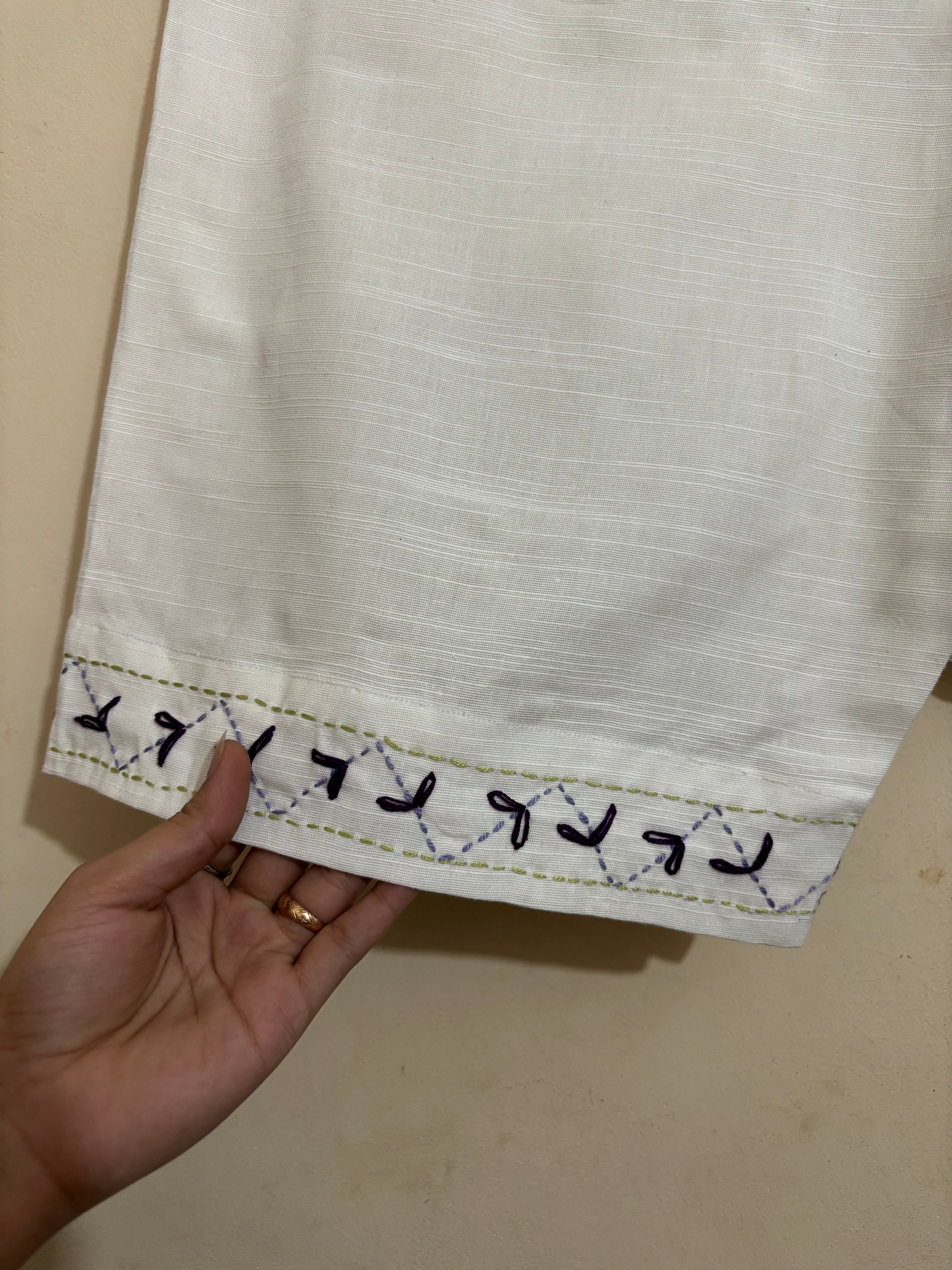 2 Pc - Stitched Khaddar Hand Embroidered Dress With Shalwar