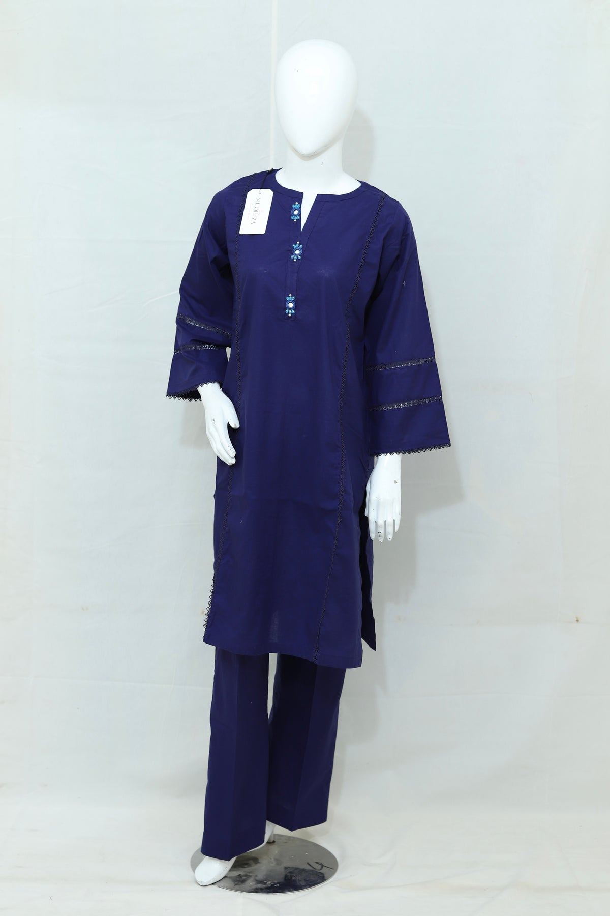 2-Piece Stitched Solid Dress