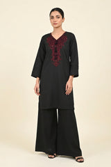 2pc Black Embroidered