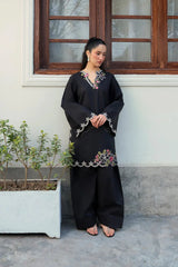 Black Embroidered Farshi Dress - 2pc Lawn