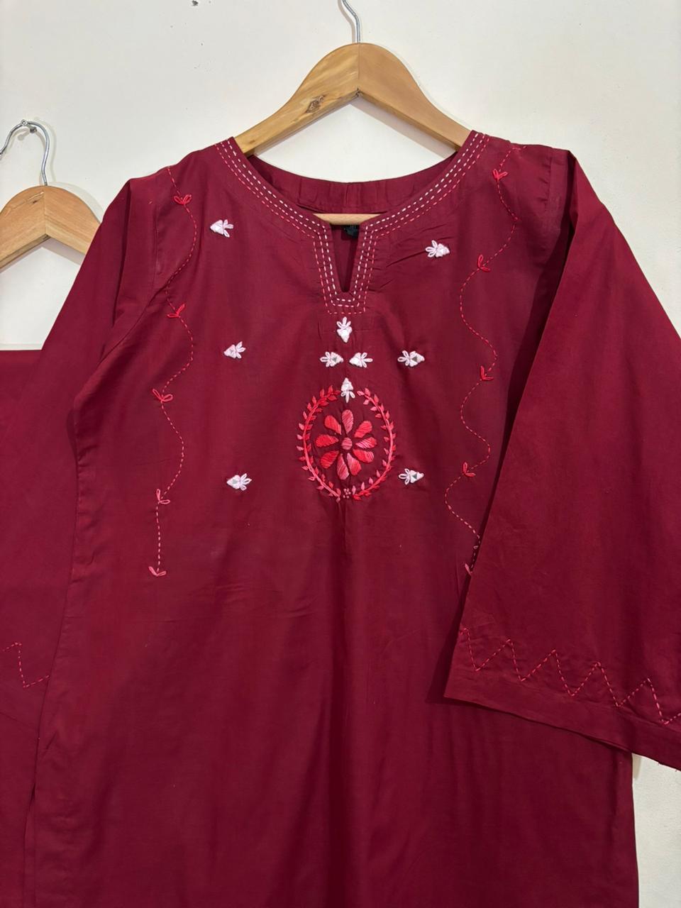 2pc Cotton Lawn Hand Embroidery Dress