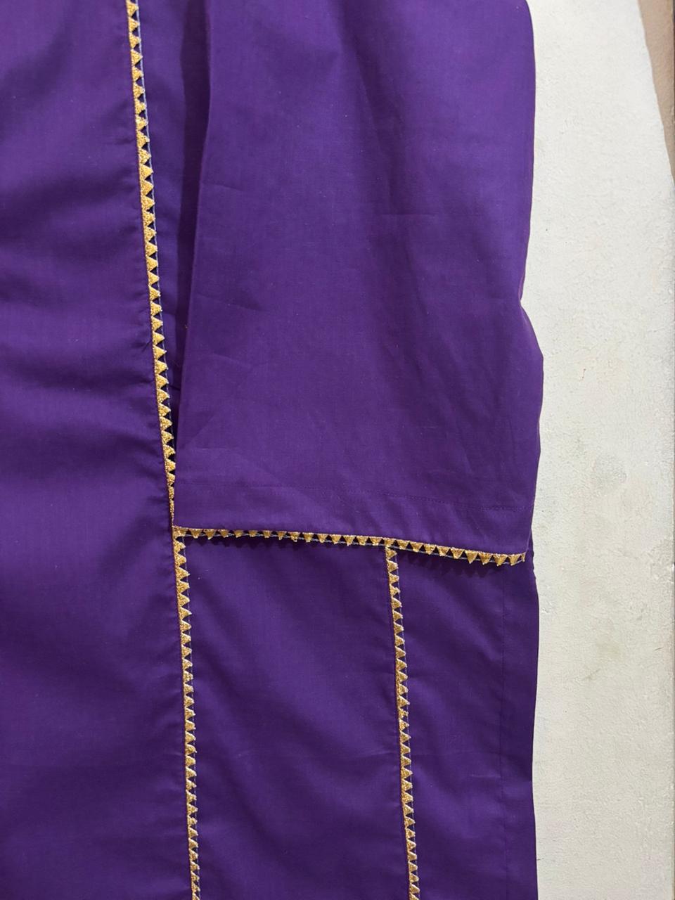 2pc Cotton Lawn Dress - Purple