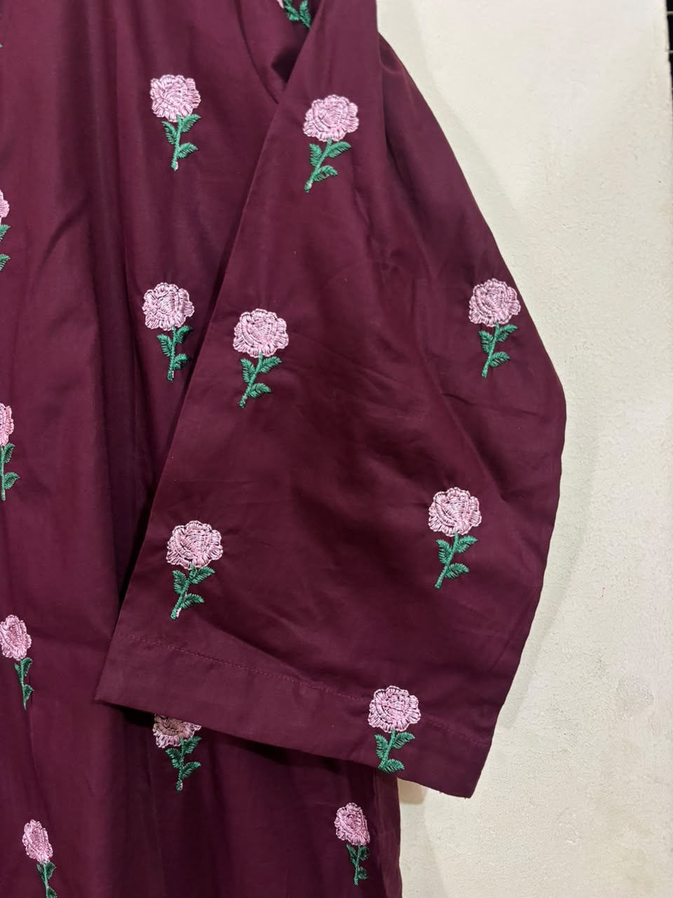 3pc Mehroon Embroidered