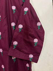 3pc Mehroon Embroidered