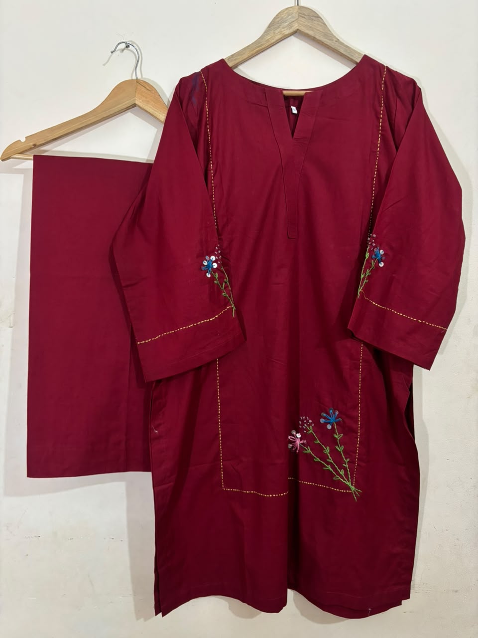 Mehroon Hand Embroidered