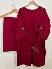 Mehroon Hand Embroidered