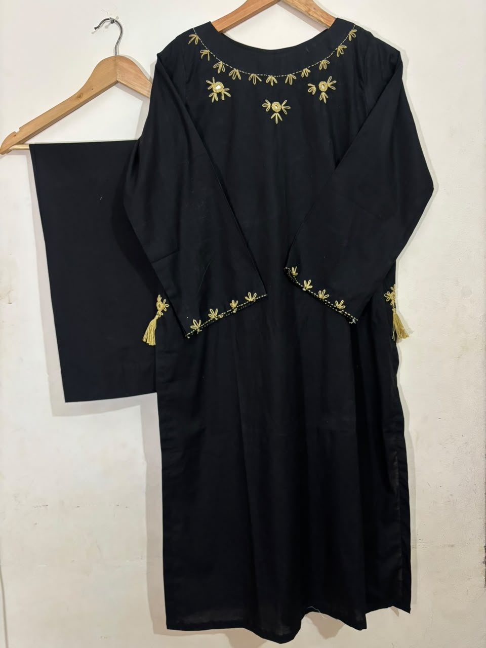 Black Hand Embroidery - Long Length