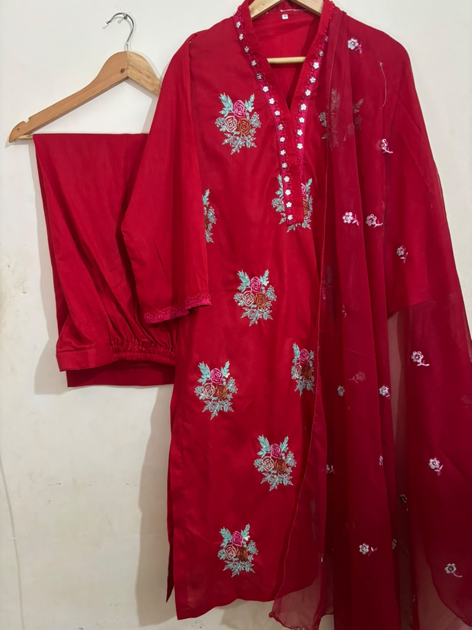 Blood Red Bunch Embroidered - Long