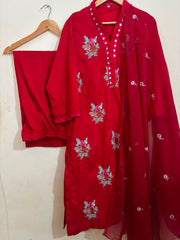 Blood Red Bunch Embroidered - Long