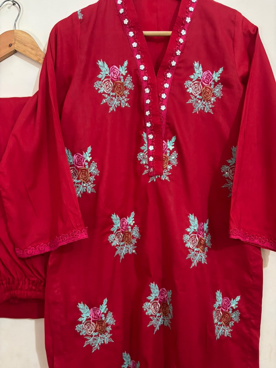 Blood Red Bunch Embroidered - Long