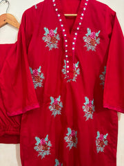 Blood Red Bunch Embroidered - Long