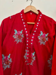 Blood Red Bunch Embroidered - Long