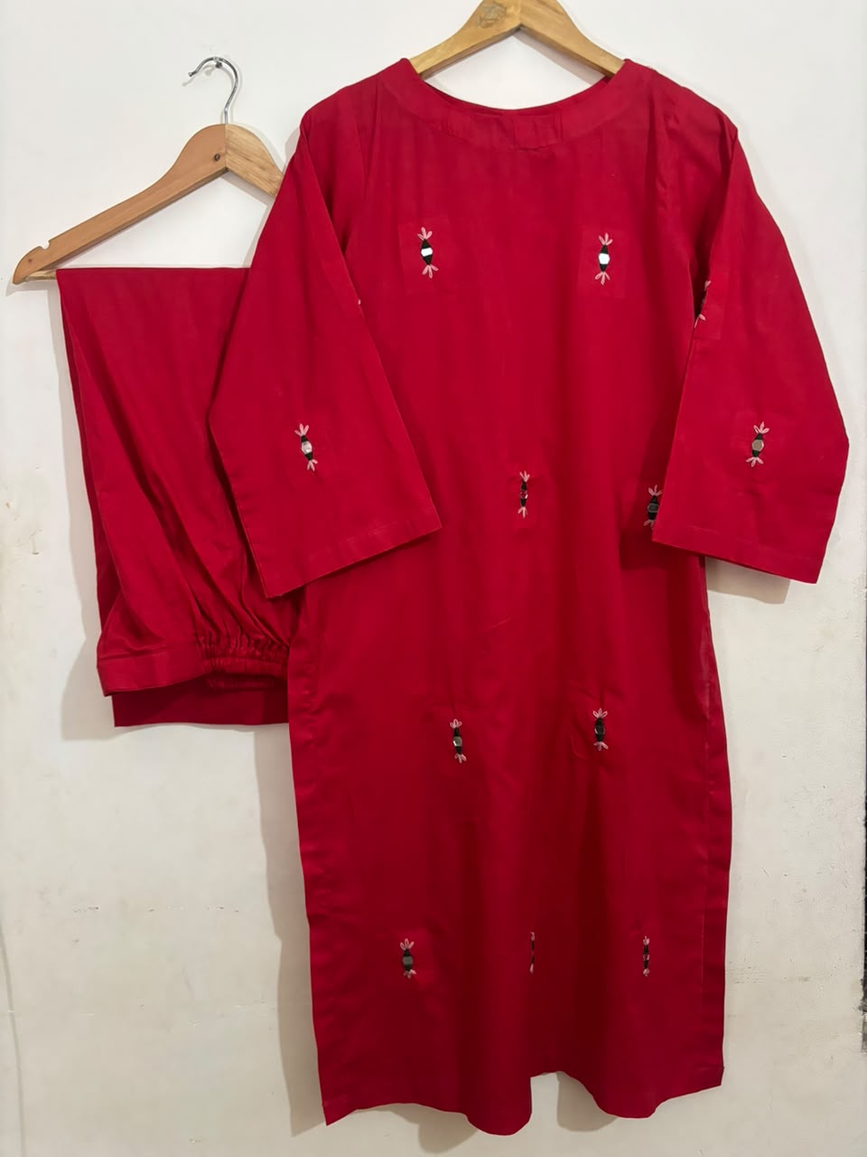 Red Hand Embroidered 2pc