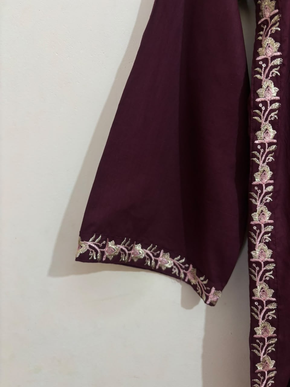 3pc Mehroon Embroidered
