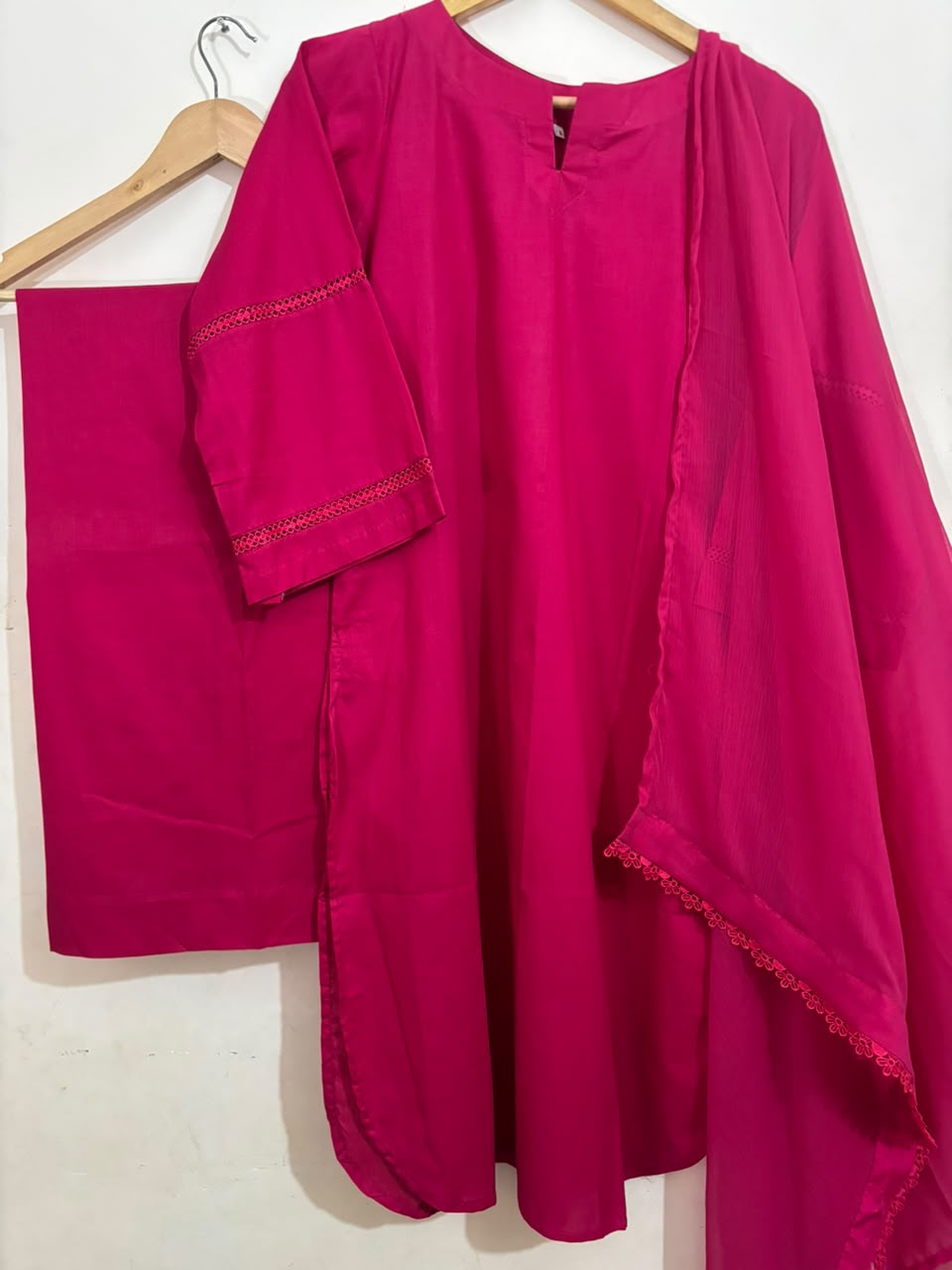 Pink Solid With Plazo