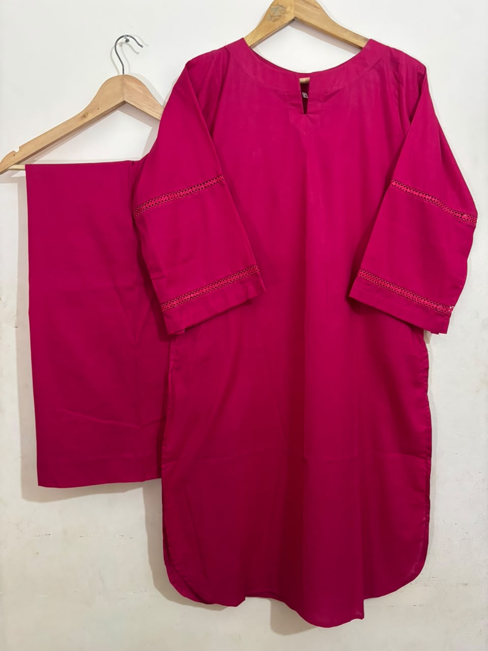 Pink Solid With Plazo
